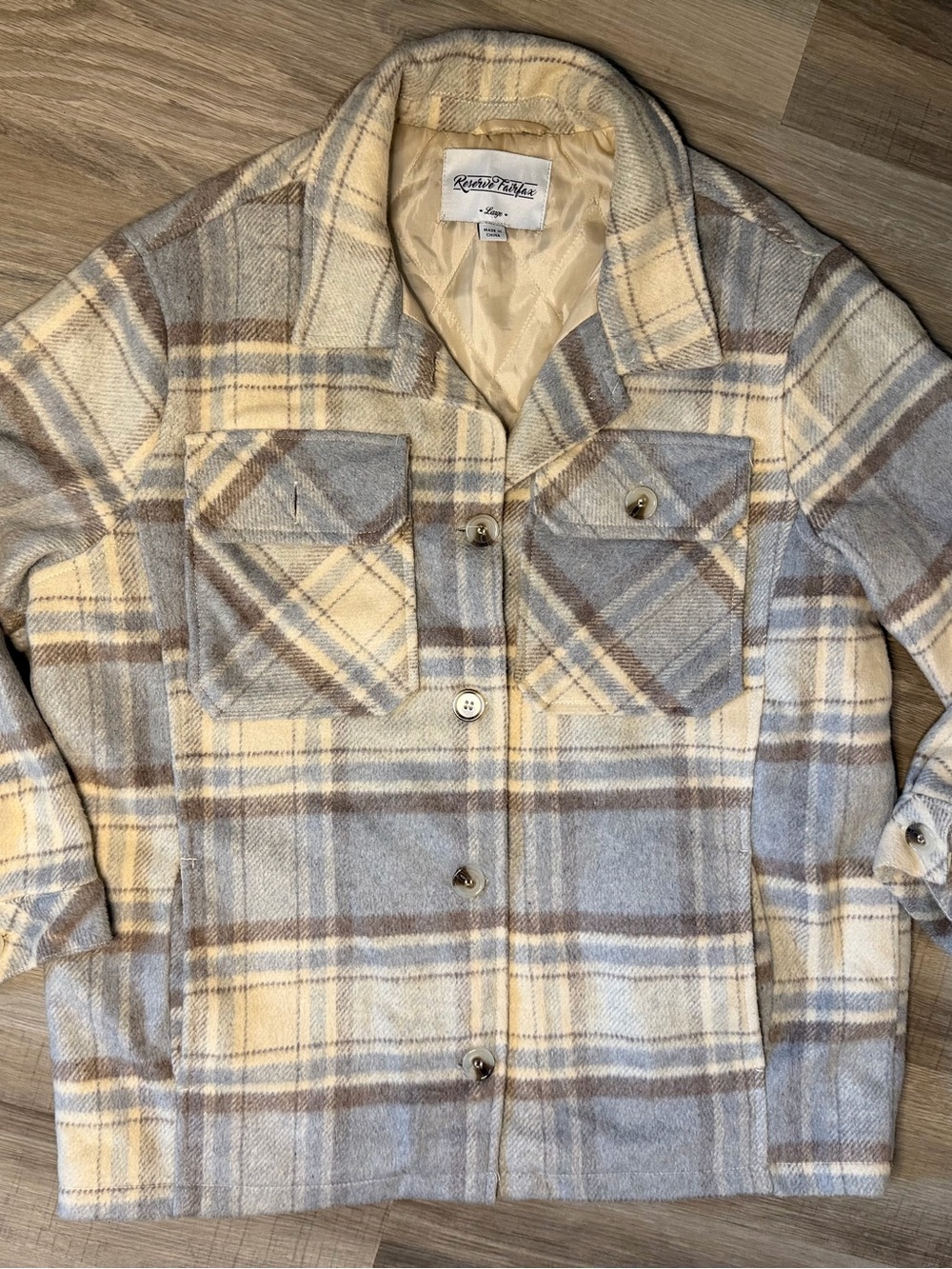 Rising Tide Cream, Gray & Brown Plaid Button-Front Utility Jacket